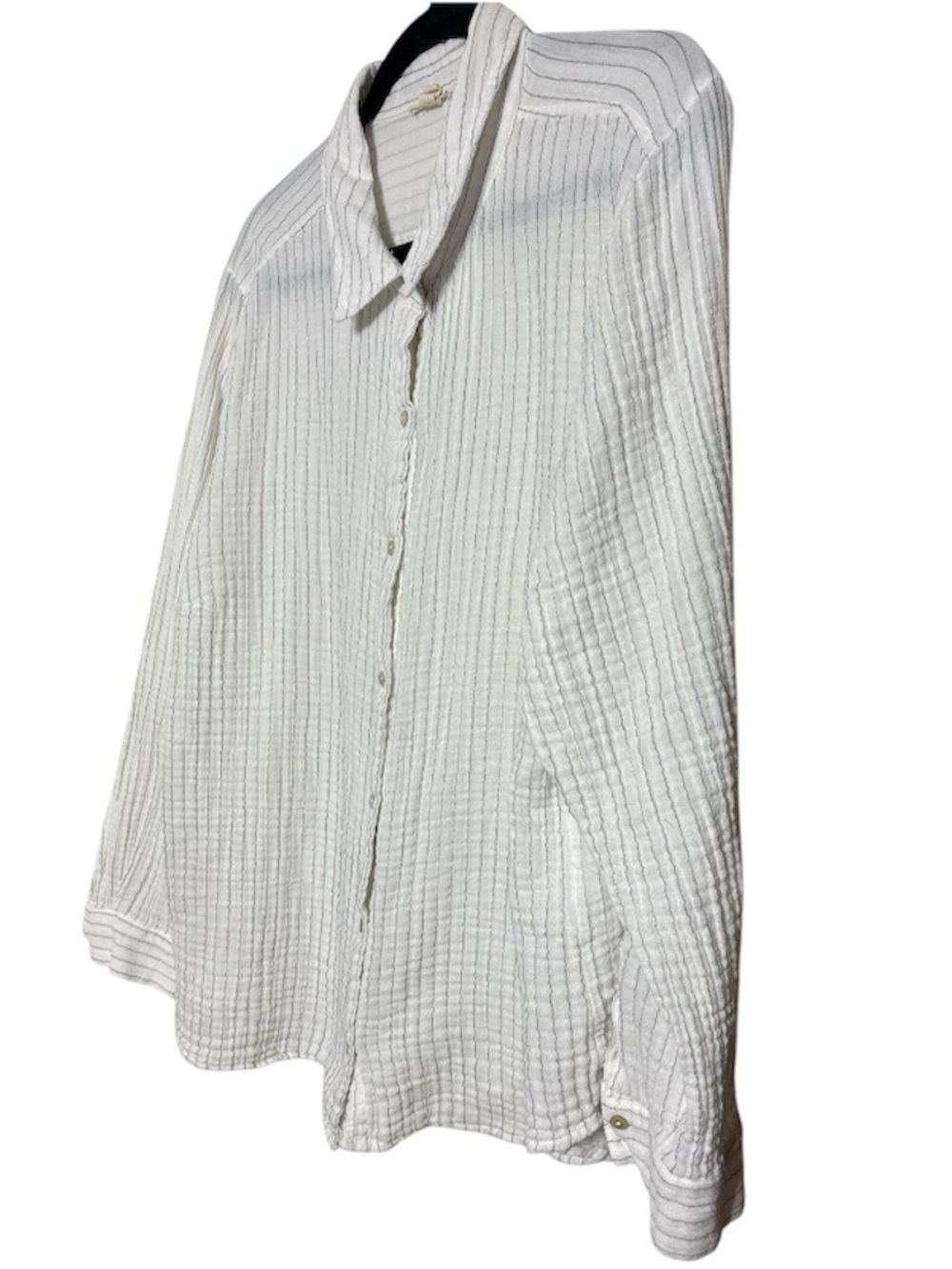 Eileen Fisher Organic Cotton Gauze Striped Shirt white stripe 2X - Picture 4 of 11